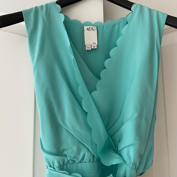 Ali Ro size 8 Aqua Turquoise Silk Sleeveless Prom Cocktail Dress - Picture 2 of 5